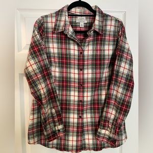 LL Bean Flannel Button Down Slightly Fitted Size Medium